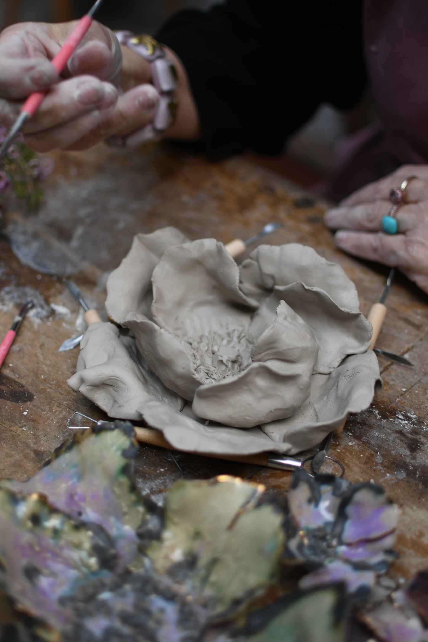 curso flor de ceramica