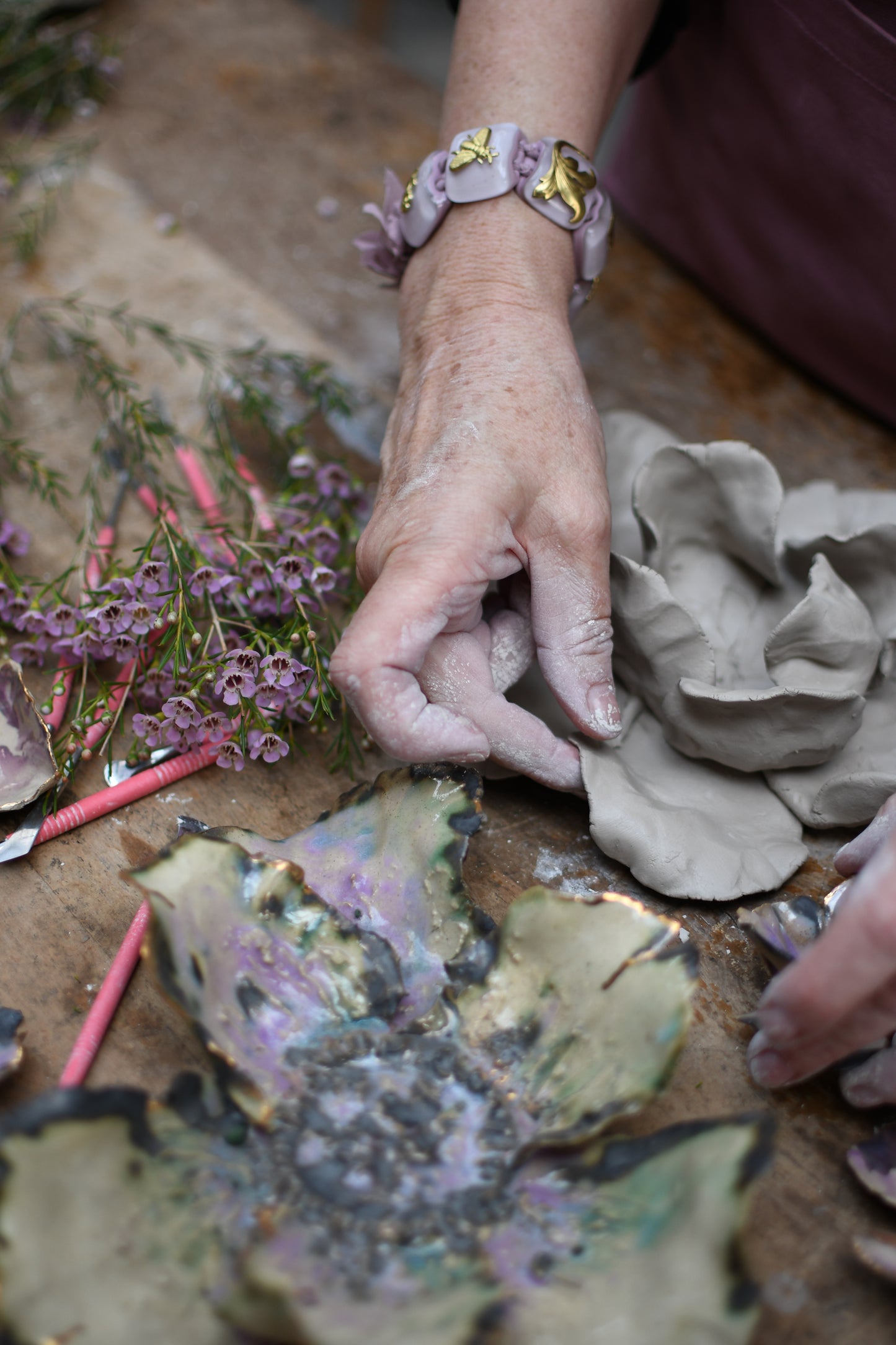 curso flor de ceramica