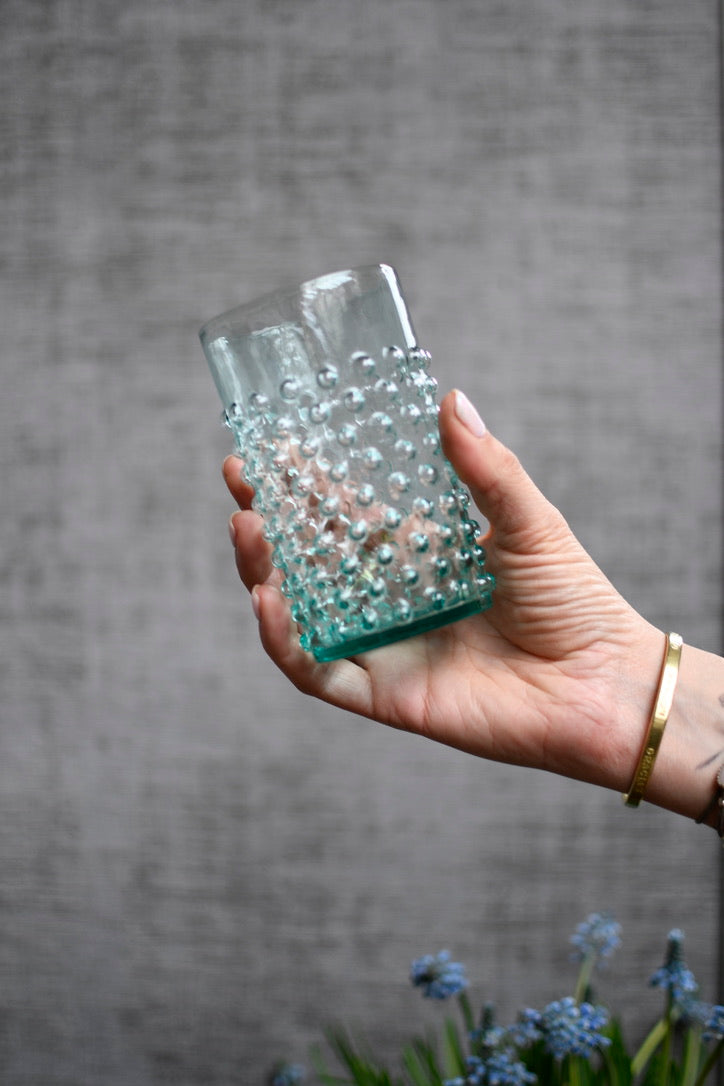 vaso de cristal turquesa